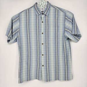 Tommy Bahama Shirt Mens XL Ombre Garcia Corded Button Up‎ Campanula Short Sleeve